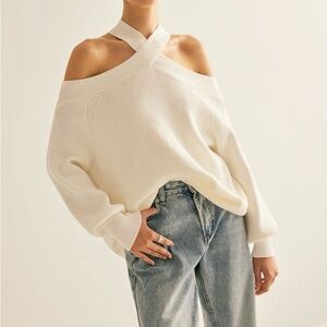 Commense Off-Shoulder Cream Sweater